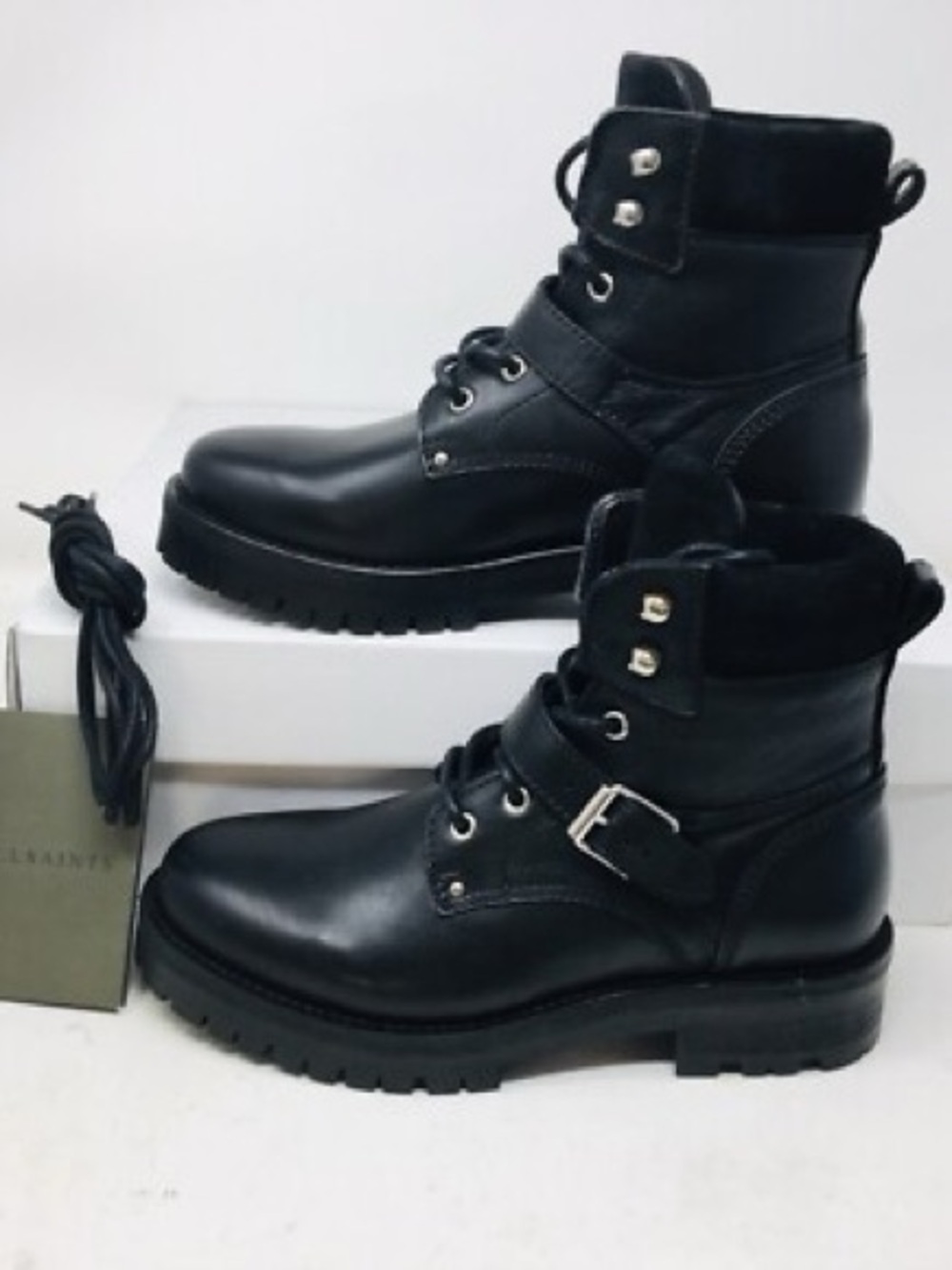 Allsaints Black Paulina Ankle Calf Boots - Black